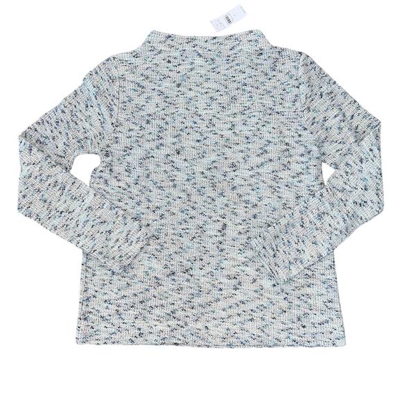 NWT LOFT Grey W/Blue Speckles Shimmer Boucle Sweater - SIZE SMALL - Picture 3 of 10